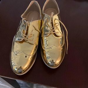 Gold loafers